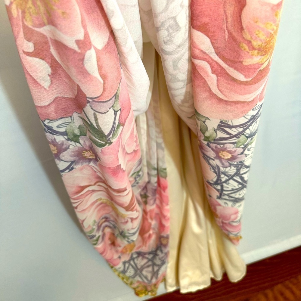 Boston Proper Women Size 0 Elegant Floral Halter Maxi Dress High Neck Rhinestone - Picture 14 of 16